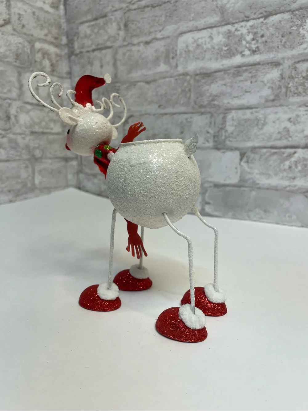 Pier One Imports Christmas Reindeer Retired Rare Tea Light Holder Metal HTF 7”
